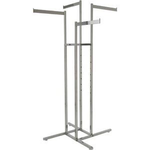 4 Way Rack Clothing Rack, Adjustable Height Blade Arms, Square Tubing
